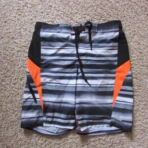 NWOT ZeroXposur Medium Black Gray Orange Board Shorts Swim Inside Liner